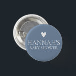 Personalised Denim Blue Dusty Blue Baby Boy shower 3 Cm Round Badge<br><div class="desc">Denim Dreams Baby Shower Collection - where denim and dusty blue earthy tones unite with trendy calligraphy. Tailor-made for boy baby showers,  this theme encompasses invites,  signs,  games,  and charming paper decor. Embrace rustic elegance with a modern twist today! #zazzlemade</div>