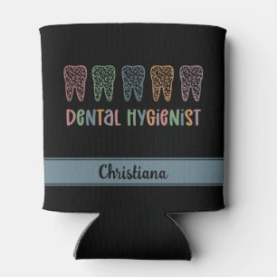 Personalised Dental Hygienist Leopard Print teeth Can Cooler