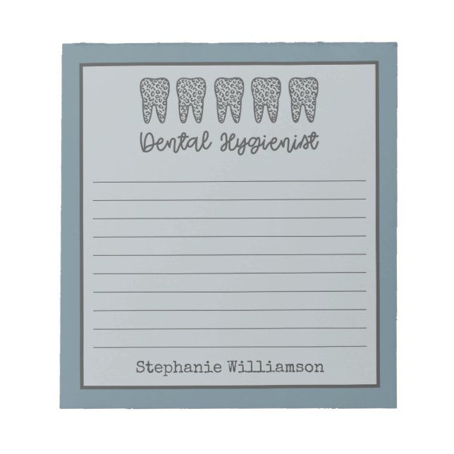 Personalised Dental Hygienist | RDH Dentist Notepad (Front)