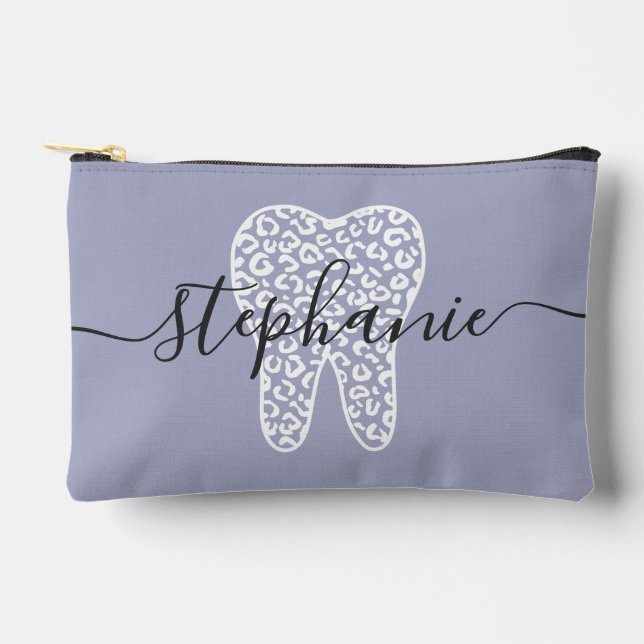 Personalised Dental Squad Leopard Print Tooth Accessory Pouch (Front)