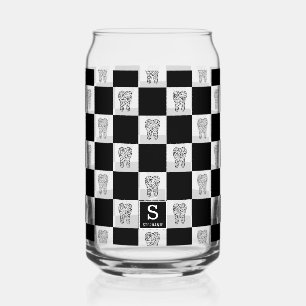 Personalised Dental Tooth Check Pattern Can Glass