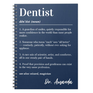Personalised Dentist Dictionary Definition Navy Notebook