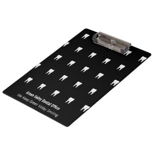Personalised Dentist Office Black White Tooth Clipboard