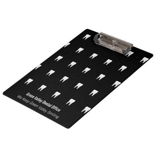 Personalised Dentist Office Black White Tooth Clipboard Zazzle.co.uk