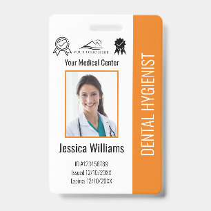 Personalised Dentist Office Logo Photo ID Orange Badge