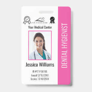 Personalised Dentist Office Logo Photo ID Pink Badge