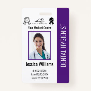 Personalised Dentist Office Logo Photo ID Purple ID Badge