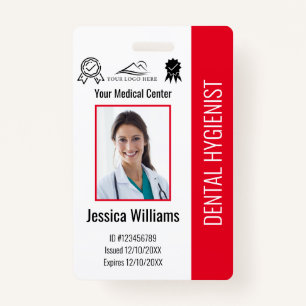 Personalised Dentist Office Logo Photo ID Red ID Badge