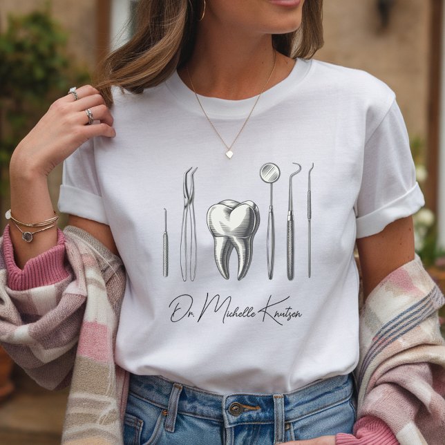Personalised Dentist Professional Dental White T-Shirt (Creator Uploaded)