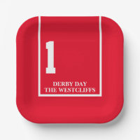 Personalised Derby Party Horse 1 Red Paper Plate