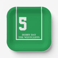 Personalised Derby Party Horse 5 Green Paper Plate