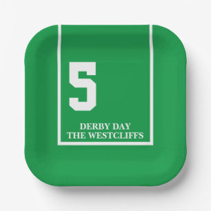 Personalised Derby Party Horse 5 Green Paper Plate