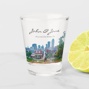 Personalised Des Moines Iowa Skyline Shot Glass