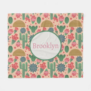 Personalised Desert Blush Pink Floral Fleece Blanket
