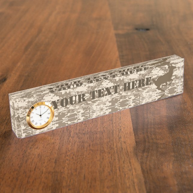 Personalised Desert Digital Camouflage Deer Camo Nameplate (Side)