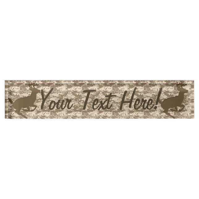 Personalised Desert Digital Camouflage Deer Camo Nameplate (Front)