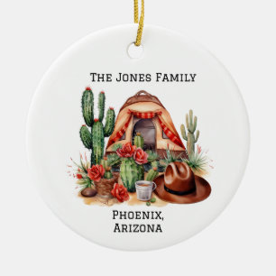 Personalised Desert/Southwestern Camping Ceramic Tree Decoration