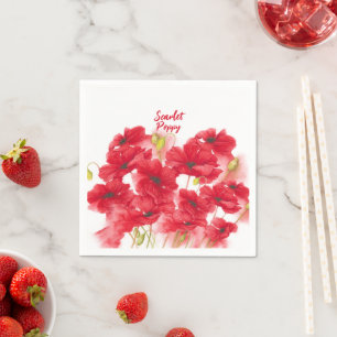 Personalised Design Scarlet Poppy.  Napkin