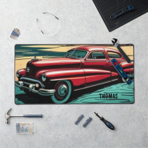 Personalised desk mat. Classic Vintage USA car Mat