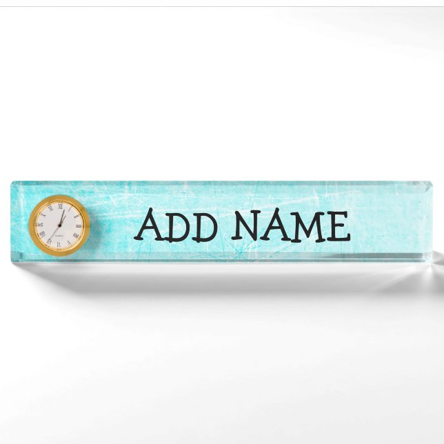Personalised Desk Name Plate Teal Pattern (Front)