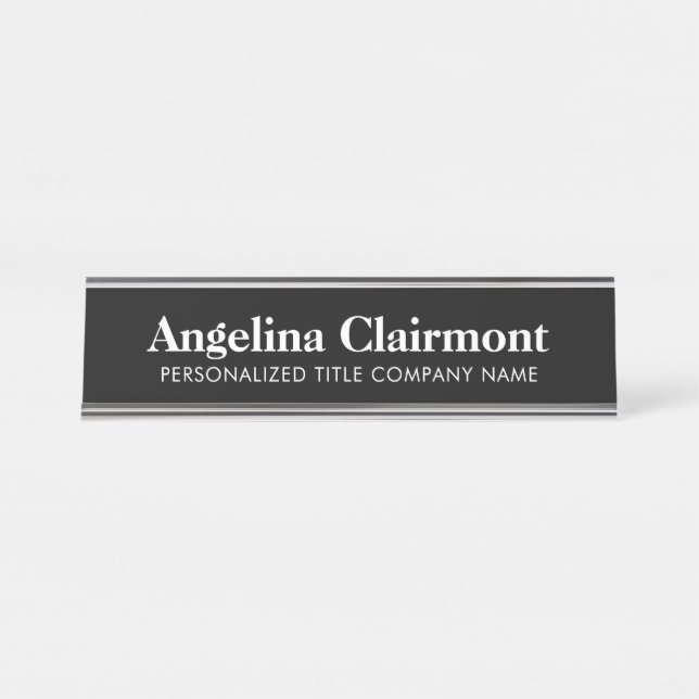 Personalised desk name plate with custom job title (Front)