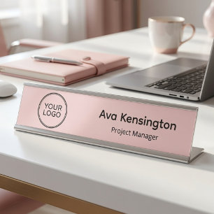 Personalised Desk Name Plate with Custom Logo
