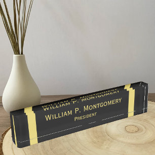 Personalised Desk Name Plates Black with Gold