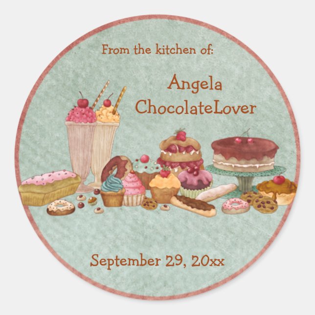 Personalised Dessert Recipe Stickers (Front)