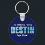 Personalised Destin Beach Trip Cool Blue Key Ring<br><div class="desc">These cool custom Destin Florida keychains feature your personalised group name for a family reunion or trip to the Emerald Coast. The letters of the word DESTIN are filled with beautiful ocean photography for your vacation.</div>