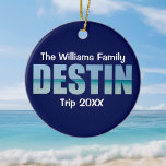 Personalised Destin Beach Trip Photo on Back Ceramic Tree Decoration<br><div class="desc">These cool custom Destin Florida Christmas ornament with your vacation photo on the back feature your personalised group name for a family reunion or trip to the Emerald Coast. The letters of the word DESTIN are filled with beautiful ocean photography.</div>