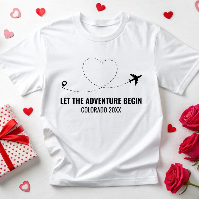 Personalised Destination Wedding Travel Elopement T-Shirt (Creator Uploaded)