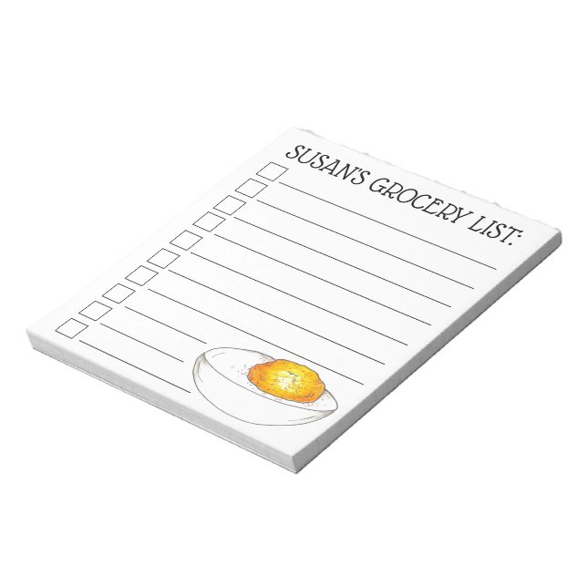 Personalised Deviled Stuffed Egg Grocery List Notepad (Rotated)