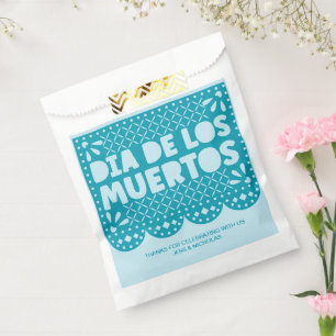 Personalised Dia de los Muertos Blue Picado Papel Favour Bags