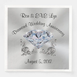 Personalised Diamond 60th Anniversary Napkins