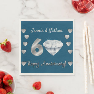 Personalised Diamond 60th Anniversary Napkins