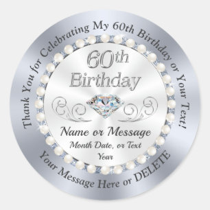 Personalised Diamond, 60th Birthday Stickers