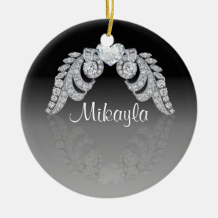 Personalised Diamond Angel Wings Ceramic Tree Decoration