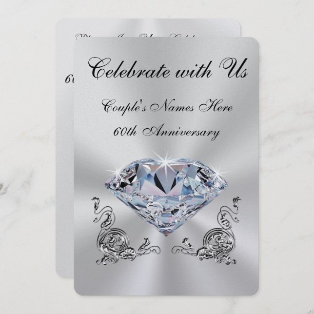 Personalised Diamond Anniversary Invitations (Front/Back)