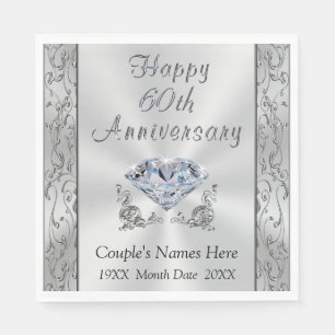 Personalised Diamond Anniversary Napkins, Stunning Napkin