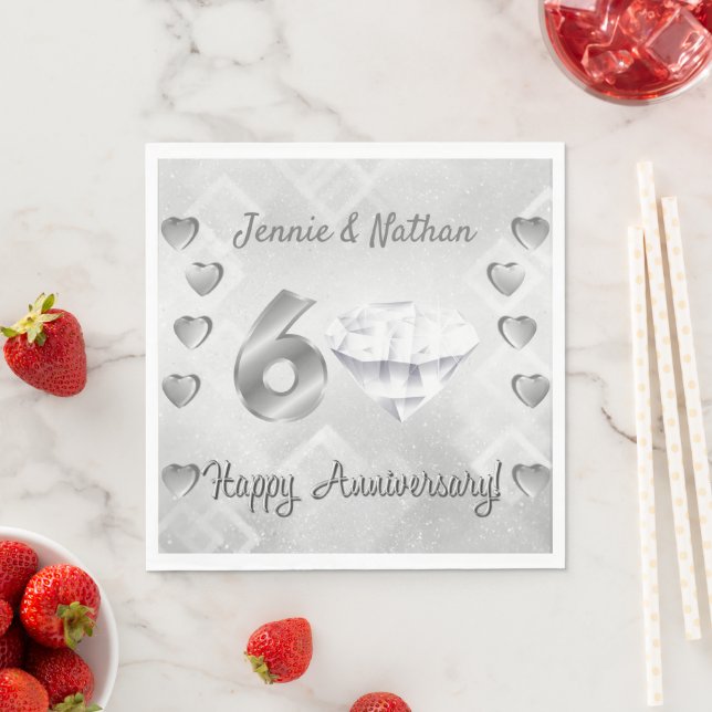 Personalised Diamond Anniversary Paper Napkins (Insitu)