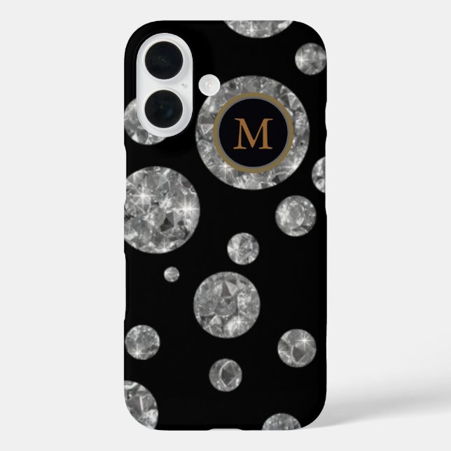 Personalised Diamond Circles on Black Case-Mate iPhone Case (Back)