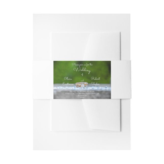 Personalised diamond engagement ring invitation belly band (Front Example)