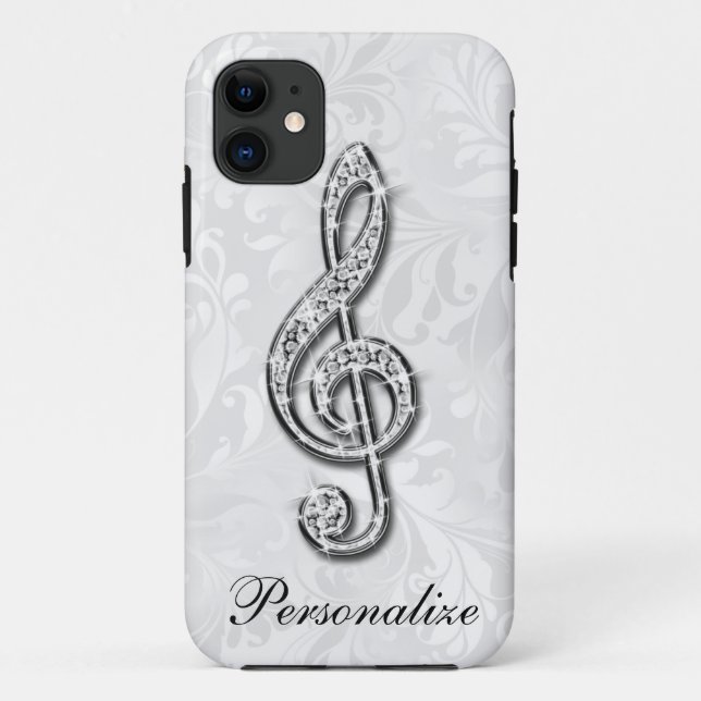 Personalised Diamond Music Note Floral Damask Case-Mate iPhone Case (Back)