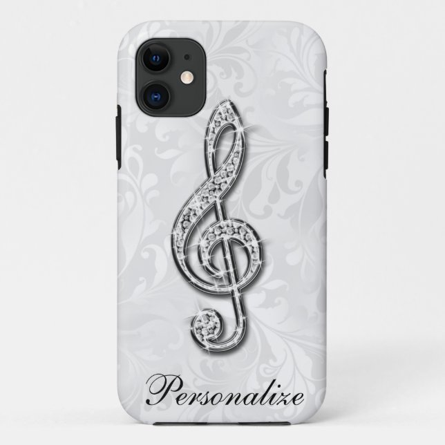 Personalised Diamond Music Note Floral Damask Case-Mate iPhone Case (Back)
