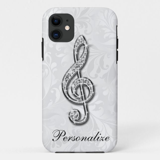 Personalised Diamond Music Note Floral Damask Case-Mate iPhone Case (Back)