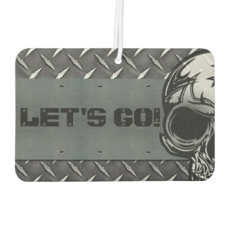 Personalised Diamond Plate with Half Skulls Car Air Freshener