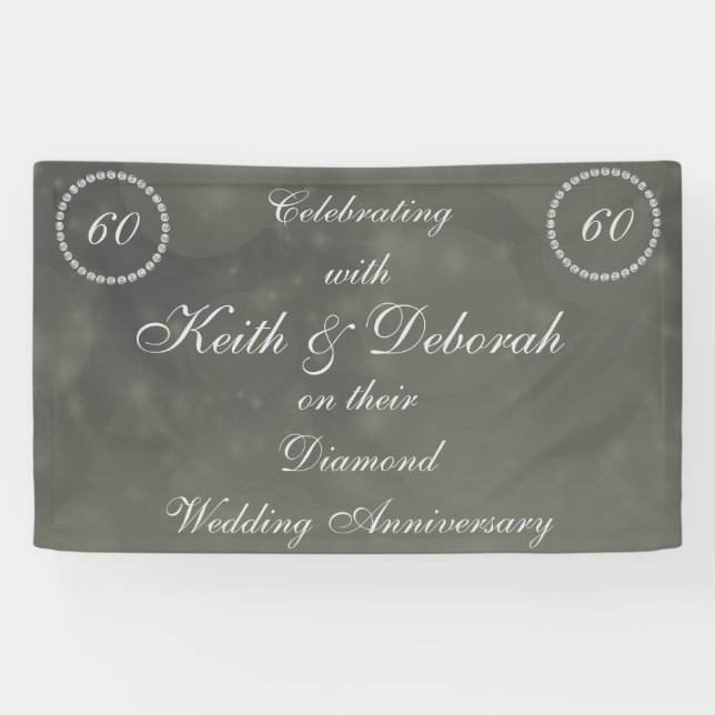 Personalised Diamond Wedding Anniversary Banner (Horizontal)