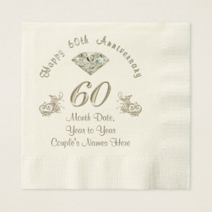 Personalised Diamond Wedding Anniversary Napkins