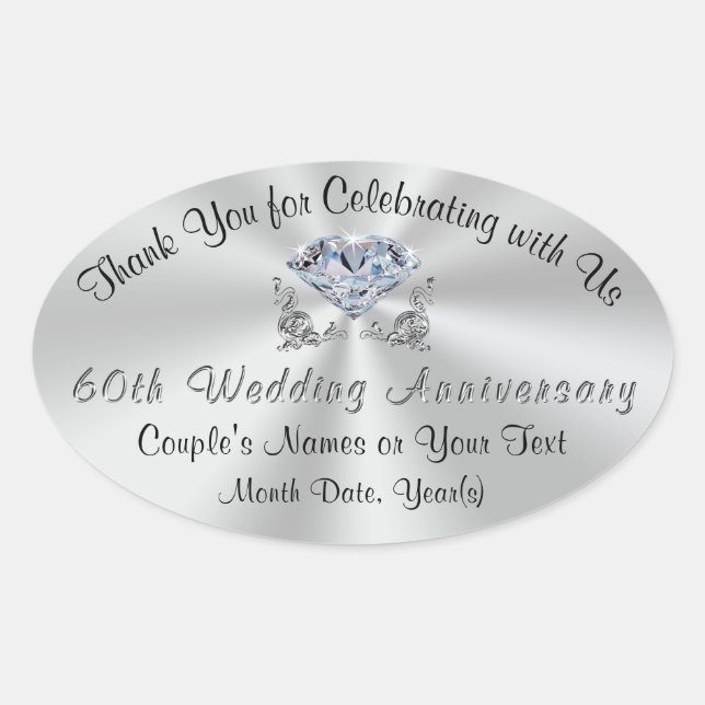 Personalised Diamond Wedding Anniversary Stickers (Front)
