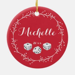 Personalised Dice Ceramic Tree Decoration